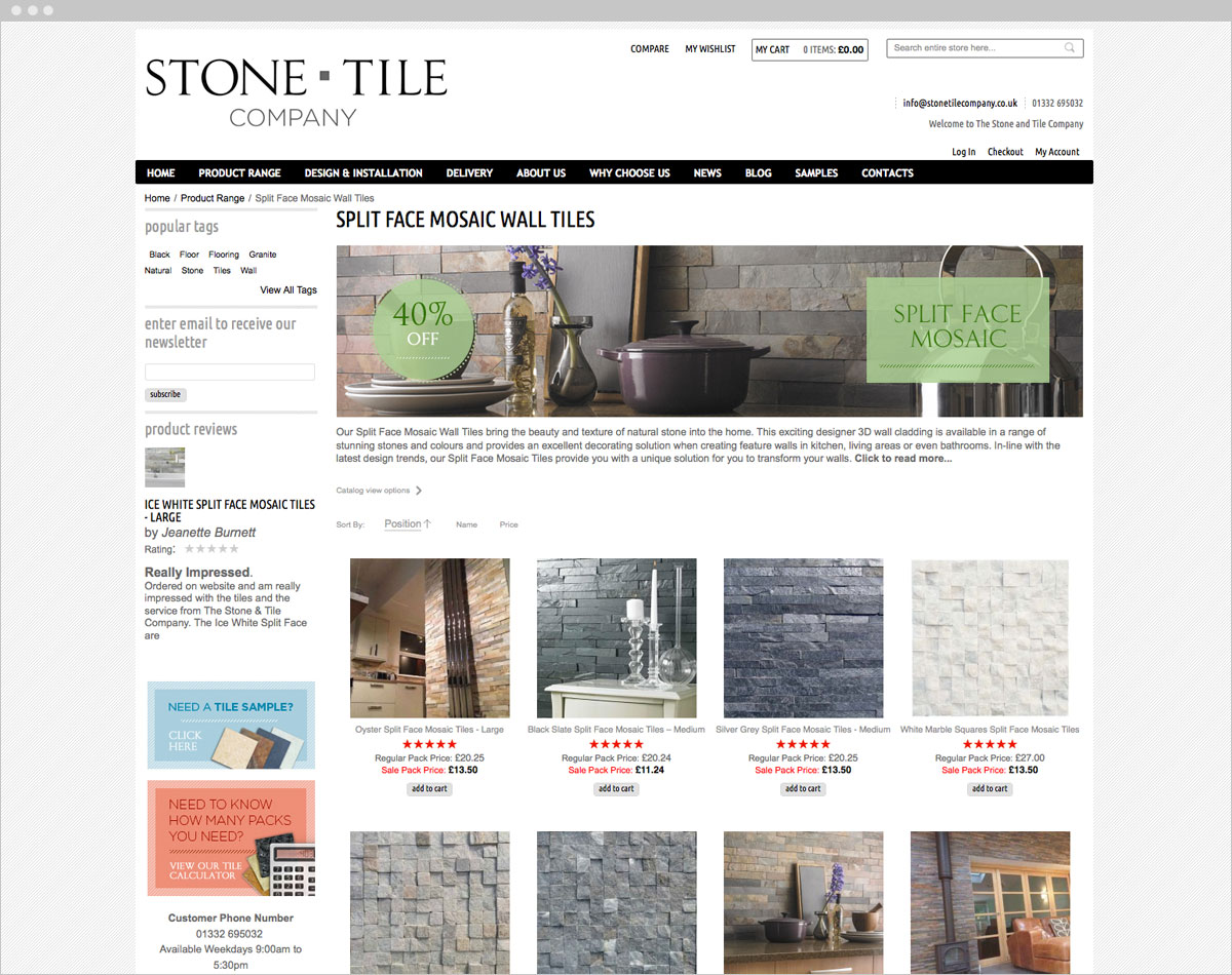 Magento Ecommerce Web Design For The Stone Tile Company